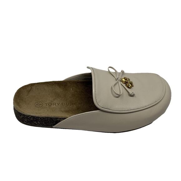 Tory Burch shoes Tory Charm Mules Flat Slip-on Brie Genuine Leather Natural 9 - Picture 2 of 8